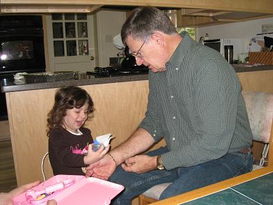Zoe examining Grandpa