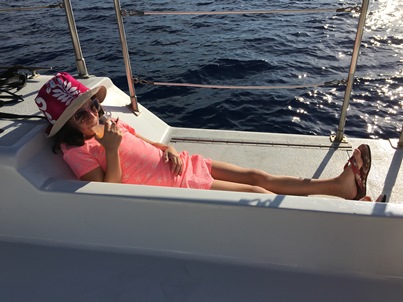 Avery on boat
