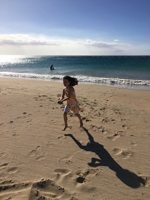 Avery running in sand