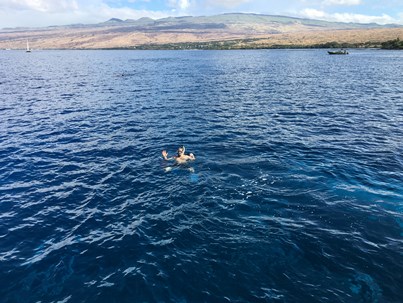 Daddy snorkeling