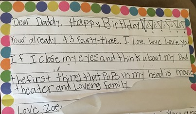 Zoe's birthday card to Q - small