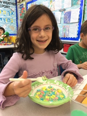 Avery eating lucky charms