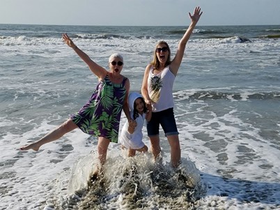 Avery, Safta and Mommy in water