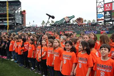 Brandeis chorus at Giants game - small