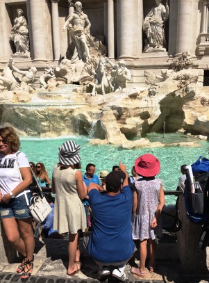 girls and Daddy at Trevi Fountain