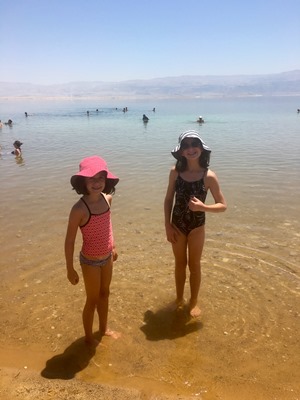 girls standing in Dead Sea