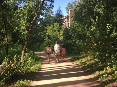 girls walking with Grandma