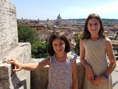 girls with city in background