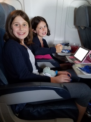 girls on plane to Tel Aviv